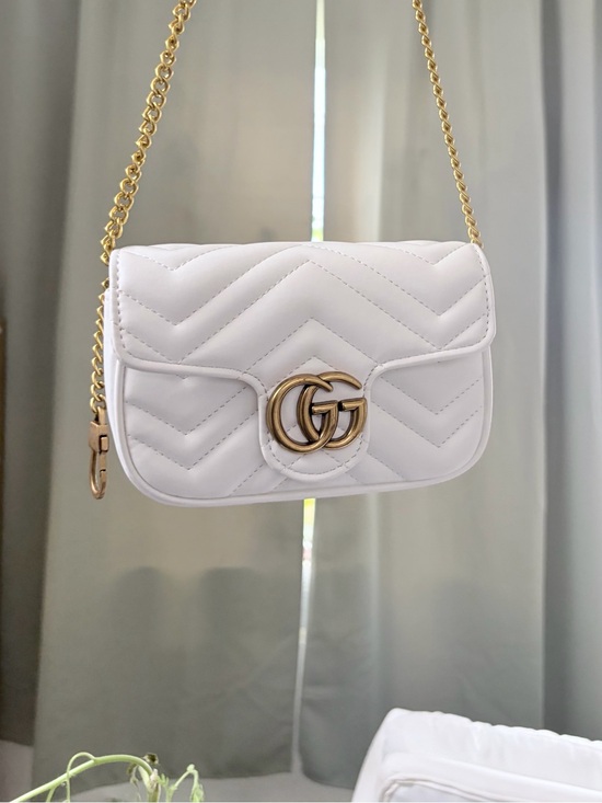 Gucci Handbags - Gucci White Quilted Mini Crossbody with Gold Double G